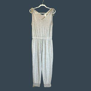 Sz S Stars Above Perfectly Cozy Fabric Gray Heather Sleeveless Jogger Jumpsuit E